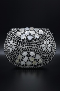 Handmade <b>Mosaic</b> Clutch Purse Women's Wedding Evening Bag with Metal Chain Embossing Printing Modern Design - Product Image 2