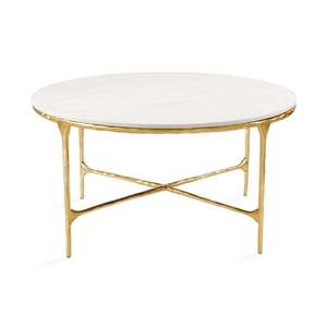 <b>Round</b> White Marble Sintered Stone <b>Table</b> Top with Stainless Steel Edge <b>Gold</b> Luxury Commercial Tabletop Wholesale - Product Image 2