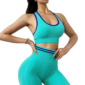 Ensemble de yoga 2 pièces côtelé torsadé respirant et à séchage rapide pour femmes grandes tailles avec taille élastique - Conception personnalisée, service OEM - Product Image 1