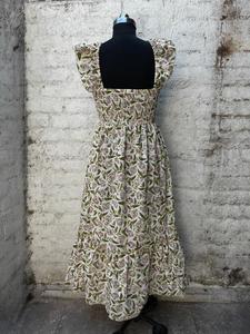 Vestido Maxi de Algodón Estampado a Mano Estilo Boho para Mujer, Sin Mangas, con Volantes Florales, Ropa de Boutique de Jaipur para Otoño/Verano, Venta al Por Mayor, Ropa de Playa - Product Image 4