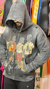 Sudadera con Capucha para Hombre, Estilo Urbano, Impresión DTG, Algodón Grueso, Lavado Desgastado y Vintage, Venta al Por Mayor - Product Image 5