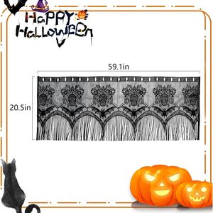 2 coprilampade decorativi in pizzo nero con teschio spaventoso per Halloween, per decorazioni festive di Halloween - Product Image 2