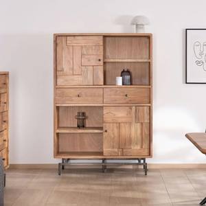 Aparador Vandana Autumn Shape en acacia y metal con frentes con diseño de rompecabezas - Product Image 2