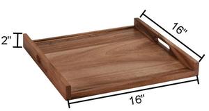 Bandeja de Servir Cuadrada de Madera con Base Sólida y Acabado Pulido, Diseño Rústico Decorativo para Servicio de Alimentos - Product Image 3