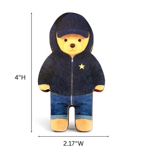 Poignées de tiroir pour enfants en bois d'acacia faites à la main, durables, motif ours en peluche, noires, pour armoire et commode, faciles à installer - Product Image 3