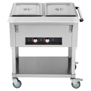 Scaldavivande Elettrico Professionale da 1000W, 2 Vasche, Capacità 20.6QT, con 4 Ruote per Buffet e Catering - Product Image 3