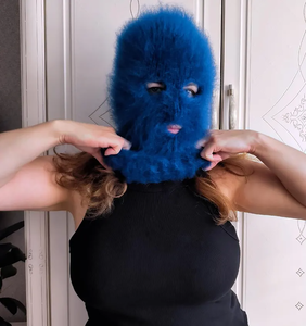 Masque facial en mohair doux et moelleux, cagoule d'hiver pour femmes et hommes, masque de ski tricoté chaud, style vieilli pour temps froid - Product Image 1