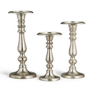 Portavelas Metálico con Acabado Rústico Niquelado al por Mayor para Decoración del Hogar |   Proveedor OEM de Artículos para Mesa de Boda, Hotel y Restaurante - Product Image 1