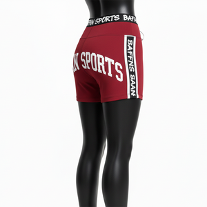 Short rojo de alta calidad, 240 GSM, poliéster y spandex, con costuras en contraste, paneles laterales y logo bordado. - Product Image 5