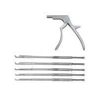 Set Instrumen Bedah Tulang Belakang Interlaminar Astrin Surgical Stainless Steel Orthopedic Kerrison Rotating Rongeur untuk Hewan