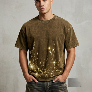 Débardeur court en jersey 100 % coton doux et respirant, imprimé numérique personnalisé avec strass, style streetwear oversize - Product Image 5