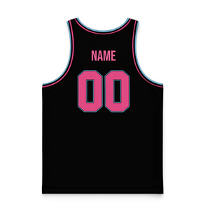 Maillot de basketball personnalisé noir, rose, bleu, sublimé, débardeur unisexe, anti-transpiration, coupe régulière pour adulte, nom de l'équipe 00 - Product Image 4