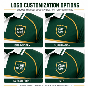 Camiseta de Fútbol MEGAMAPLE con Nombre del Club, Unisex, Sin Mangas, Cuello en V, para Adultos, Verde, Blanco y Dorado, Impresión por Transferencia de Calor, Transpirable, de Poliéster - Product Image 5