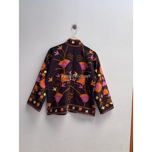 Uzbek Suzani Jacket <b>Coat</b> Floral Embroidery 100% Cotton Jacket Hand <b>Stitch</b> Short Unisex Jacket Women's Casual Jacket - Product Image 5