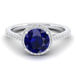 Bague de fiançailles solitaire REYES en argent sterling 925 avec saphir bleu de 2 carats et moissanite, bijoux brillants - Product Image 5