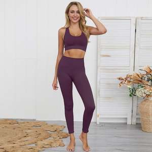 Ensemble de vêtements de sport Pilates pour femmes, 2 pièces, avec coussinet de poitrine contrastant, respirant, personnalisé, pour la gym et le yoga, avec fermeture éclair - Product Image 1