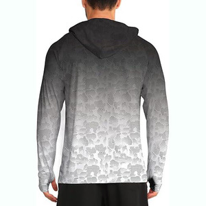<b>Men's</b> Full Print Gradient Hooded Long Sleeve Shirt Breathable Mesh Polyester Sports Top All Seasons Regular Fit <b>Pullover</b> Style - Product Image 3