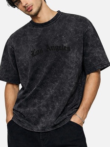 Camiseta Oversize Vintage Lavada para Hombre, Estilo Urbano, Algodón con Lavado Ácido, Gráfico de Letras Góticas, Ajuste Holgado, Top Casual de Verano - Product Image 5