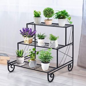 Étagère de support de jardinière en métal à 3 niveaux pour l'extérieur, ornement de jardin élégant - Product Image 1