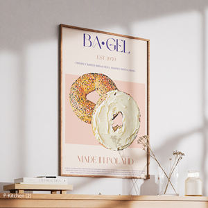 Affiche Murale de Vacances : Illustration Gourmande Bagel à la Crème Fraîche – Décoration Murale Moderne pour Café et Cuisine – Impression sur Toile avec Cadre en Bois - Product Image 3