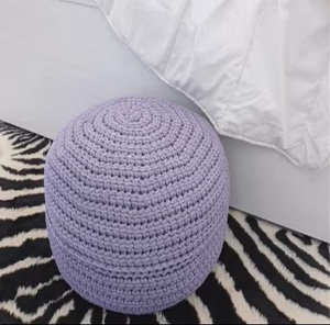 Modern Crochet Pouf Ottoman Purple Fabric Soft Round <b>Stool</b> Living Room Furniture Home Decor Scandinavian Style - Product Image 3