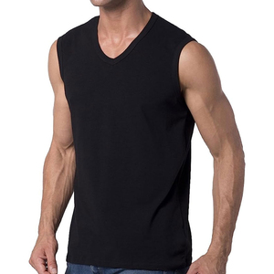 Custom Logo Sleeveless Undershirt Vest Black 100% Cotton <b>Singlets</b> Loose Round Neck Tank Top Gym Wear Sleeveless T-shirt <b>For</b> <b>men</b> - Product Image 5