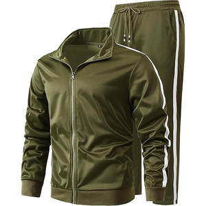 Conjunto Deportivo Azul para Hombre, Manga Larga, Cierre de Cremallera, Color Sólido, Ropa Casual de Otoño, Material Transpirable de Poliéster, Corte Regular - Product Image 6