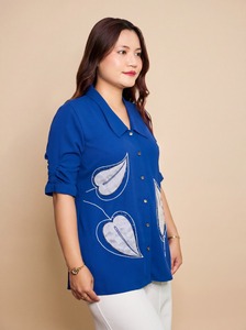 เสื้อเชิ้ตผู้หญิง BEETLE Royal Blue Premium Georgette ดีไซน์ทันสมัย สวมใส่สบายตลอดวัน พร้อมสไตล์เหนือกาลเวลา - Product Image 5