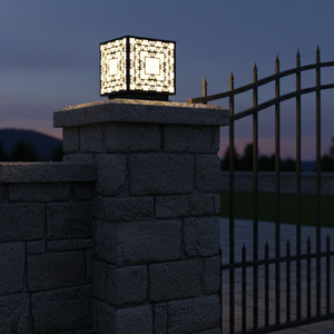 Lámpara LED para Pilar de Puerta, Diseño Geométrico Clásico, Decoración CM para Exteriores, Villa, Acero con Recubrimiento de Polvo Negro, Luz Cálida, CA 220V (±10%) - Product Image 3