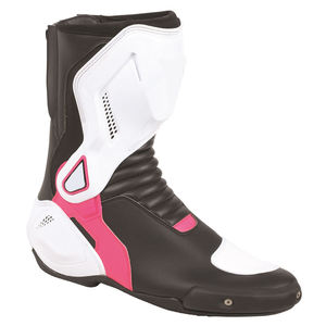 Botas de moto a media pantorrilla con parte superior de PU, forro de malla transpirable, cierre de cremallera, diseño estampado en rojo, blanco y azul, puntera cerrada y suela de goma. - Product Image 3