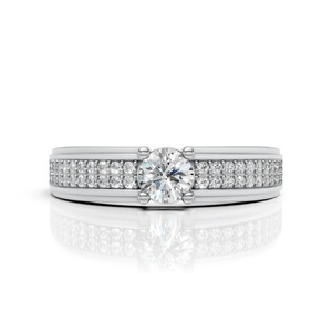 Anillo de Diamantes en Oro Blanco de 14K, Pieza de Joyería Fina para Hombre, con un Brillante Solitario Redondo Central - Product Image 1