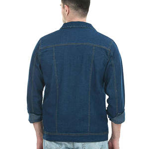 OEM ODM Unique Patchwork Blue <b>Denim</b> <b>Jacket</b> Stand Collar Finished Vintage Washed Street Trendy Loose Top - Product Image 2