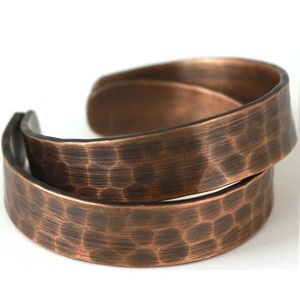 Wholesale Oxidized Copper Hammered Bracelet Adjustable Open Wrap <b>Retro</b> Style Wrist Accessory - Product Image 2