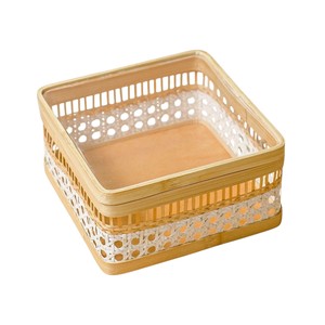Modern Bamboo <b>Gift</b> <b>Box</b> with Transparent Cover Rattan Style Decorative <b>Hamper</b> for Festival Celebration and Desk Organizer - Product Image 2