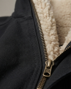 Premium Jet Black <b>Sherpa</b> <b>Lined</b> Cotton Hooded Windproof Casual Men Winter <b>Jacket</b> - Product Image 5