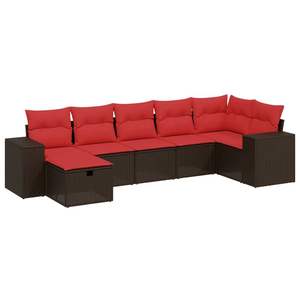 Conjunto de Sofás de Patio de Ratán Sintético Marrón Moderno con Cojines, Muebles de Exterior, 7 Piezas, Asientos Seccionales - Product Image 4