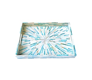 Bandeja de servir con incrustaciones de nácar, diseño elegante, bandeja de MDF, bandejas decorativas, bandeja de resina a un precio muy asequible - Product Image 1