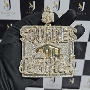 Pendentif photo personnalisé Hip Hop en Moissanite, en argent sterling 925 plaqué or et rhodium, avec image souvenir, unisexe, pour fête - Product Image 1