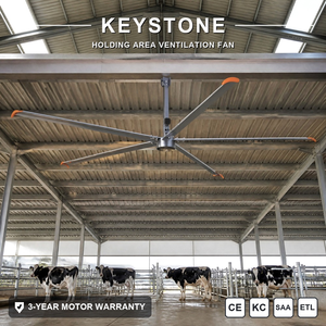 พัดลมเพดาน HVLS แบบทนทานของ Keystone ช่วยลดความเสี่ยงทางระบบหายใจโดยการปรับปรุงคุณภาพอากาศในพื้นที่เก็บนมในโรงรีดนมแบบหมุนเวียน - Product Image 1