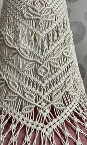 Sillón colgante de macramé color crema con cojines rosas, Hängesessel, Silla columpio, Silla mecedora de macramé - Product Image 2