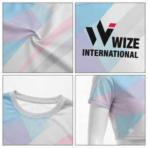 WIZE INTERNATIONAL Top Corto para Mujer, Estampado Geométrico, Secado Rápido, Cuello Redondo Deportivo, Manga Corta, Corte Regular, Primavera Verano - Product Image 5