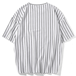 Custom Vertical <b>Striped</b> Oversized T-<b>Shirt</b>| Heavyweight Cotton Men Drop Shoulder Streetwear Tee| Loose Fit Casual <b>Black</b> <b>White</b> Top - Product Image 1