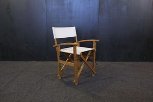 Modern <b>Teak</b> Wood Folding Director <b>Chair</b> with Outdoor Fabric Seat and Back for Villa Garden Use Model CHA40 - Product Image 5