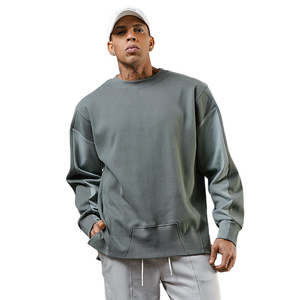 Wholesale Men's Long Sleeve Crewneck <b>Sweatshirts</b> Winter Casual Solid Color Regular Fit Workout Pullover <b>Sweatshirt</b> Customized - Product Image 1