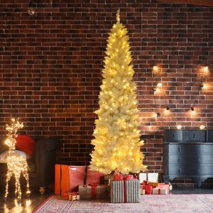FCH 6.5ft Flocking Tied <b>Light</b> Christmas <b>Tree</b> Elegant and Luminous Decor for Festive Season - Product Image 3