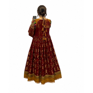 Traditional Indian Pakistani Women's Ankle Length Kurta Multi Color Embroidery Coin Work Loose Fit Cotton <b>Dress</b> Afghan <b>Dress</b> - Product Image 2