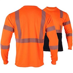 เสื้อทำงานแขนยาวแบบขายส่ง แห้งเร็ว สะท้อนแสง เสื้อเซฟตี้แบบสะท้อนแสงสำหรับงานก่อสร้าง เสื้อคอกลมแบบสะท้อนแสง ทนทาน - Product Image 3