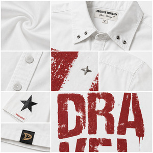 Camisa Blanca con Gráficos Desgastados Estilo Y2K para Hombre, Oversize, Corte Cuadrado, Manga Corta, Abotonada, Estilo Urbano, Casual, Venta al por Mayor - Product Image 6