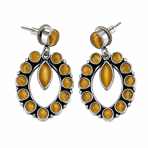 ARTS JEWELS Brass <b>Oxidized</b> Silver Plated Antique Drop Earrings Natural Pearl Bezel Setting Monalisa | Women's Classic Vintage - Product Image 1