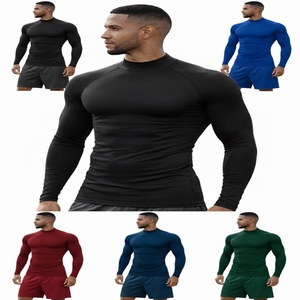 <b>Men</b> <b>Compression</b> <b>Shirt</b> For Training Fitness Everyday Performance High Crew Neck Body Contouring Shape Stretch Fit <b>Shirt</b> - Product Image 6